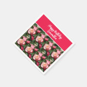 レッドフローラとホワイトローズバラバースデーパーティー スタンダードカクテルナプキン (角)