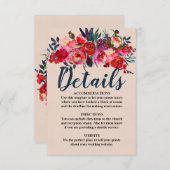 レッドフローラとボーホフェザー結婚の詳細カード エンクロージャーカード (正面/裏面)