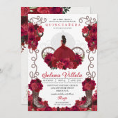 レッドフローラウェスタン女性のカーボーイブーツキンセアニェラ 招待状 (正面/裏面)