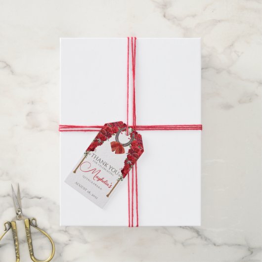 レッドフローラウエスタンチャロキンセニェラありがとう ギフトタグ (より糸付き)