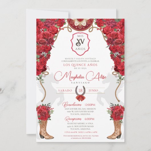 レッドフローラウエスタンチャロキンセニェラ 招待状 (正面)