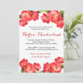 レッドフローラウォーターカラーブライダルシャワー招待状 招待状 (スタンド正面)