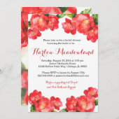 レッドフローラウォーターカラーブライダルシャワー招待状 招待状 (正面/裏面)