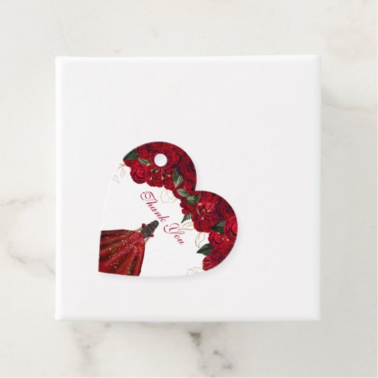 レッドフローラエレガントバラ誕生日ありがとう フェイバータグ (インサイチュ)