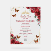 レッドフローラキンセアニェラ誕生日バードリンクメニュー アクリルサイン (正面)