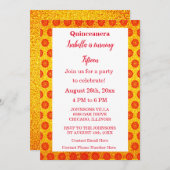 レッドフローラキンセアニェラ金ゴールドグリッター15日誕生日 招待状 (正面/裏面)