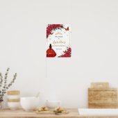 レッドフローラキンセアニラプリンセス金ゴールド蝶 ポスター (キッチン)