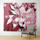 レッドフローラクリスマスホリディバックグラウンド タペストリー (インサイチュ(横))