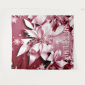 レッドフローラクリスマスホリディバックグラウンド タペストリー (正面(横))