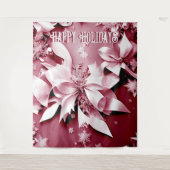 レッドフローラクリスマスホリディバックグラウンド タペストリー (正面)