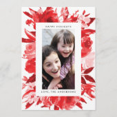 レッドフローラクリスマスホリデーフォトカード シーズンカード (正面)
