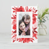 レッドフローラクリスマスホリデーフォトカード シーズンカード (スタンド正面)