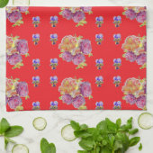 レッドフローラシャビーシックバラバラメンズキッチンApr キッチンタオル (折り畳み)