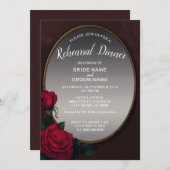 レッドフローラシルバーグレー鏡リハーサルディナー 招待状 (正面/裏面)