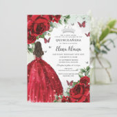 レッドフローラシルバー蝶キンセアニラスウィート16 招待状 (スタンド正面)