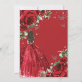 レッドフローラシルバー蝶キンセアニラスウィート16 招待状 (裏面)