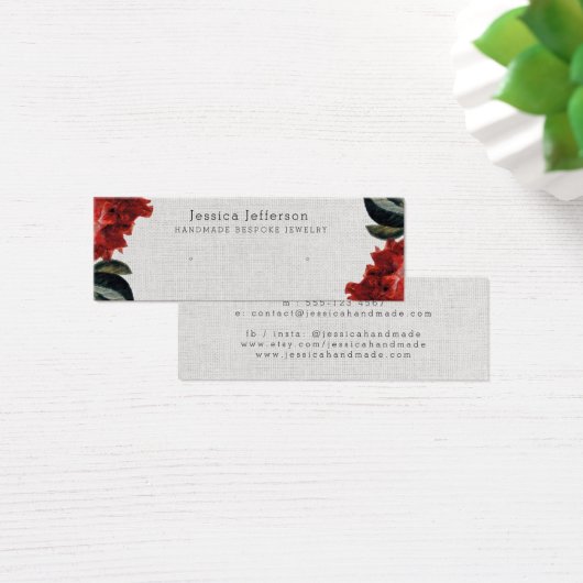 レッドフローラスタッドイヤリングジュエリースモールディスプレイカード (デスク)