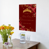 レッドフローラスワールフォイルキンセアニェラウェルカムサイン 箔ポスター (レイダウン (キッチン))