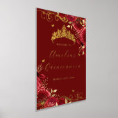 レッドフローラスワールフォイルキンセアニェラウェルカムサイン 箔ポスター (レイダウン)