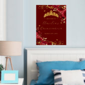 レッドフローラスワールフォイルキンセアニェラウェルカムサイン 箔ポスター (インサイチュ (寝室))