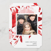 レッドフローラバラクリスマスホリデーカード シーズンカード (正面/裏面)