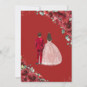 レッドフローラバラ金ゴールドツインズボーイガールキンセアニラ 招待状 (裏面)