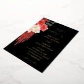 レッドフローラフォイル結婚式招待状 – ブラック 箔招待状 (回転した状態)