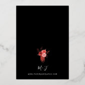 レッドフローラフォイル結婚式招待状 – ブラック 箔招待状 (裏面)