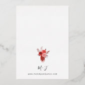 レッドフローラフォイル結婚式招待状 箔招待状 (裏面)