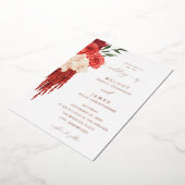 レッドフローラフォイル結婚式招待状 箔招待状 (回転した状態)