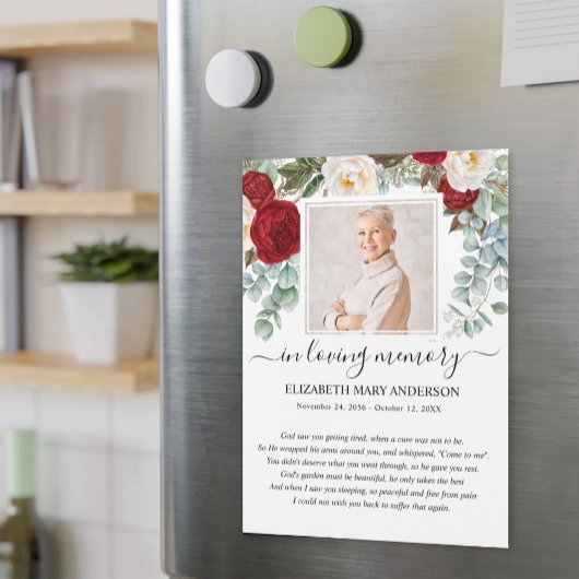 レッドフローラフォト悔やみや弔慰葬儀祈りの言葉カード