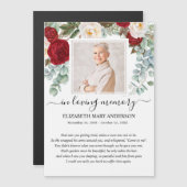 レッドフローラフォト悔やみや弔慰葬儀祈りの言葉カード (正面/裏面)