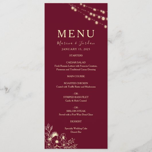 レッドフローラブルグンディ結婚ズ メニュー (正面)