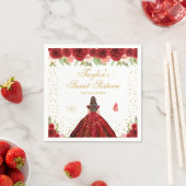 レッドフローラブルネットヘアプリンセスSweet sixteen スタンダードカクテルナプキン (インサイチュ)