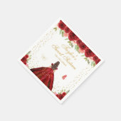 レッドフローラブルネットヘアプリンセスSweet sixteen スタンダードカクテルナプキン (角)