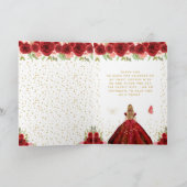 レッドフローラブロンドヘアガールSweet sixteen サンキューカード (内部)