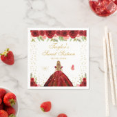 レッドフローラブロンドヘアプリンセスSweet sixteen スタンダードカクテルナプキン (インサイチュ)