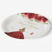 レッドフローラブロンドヘアプリンセスSweet sixteen ペーパープレート (アングル)