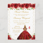 レッドフローラブロンドヘアプリンセスSweet sixteen ポストカード (正面)