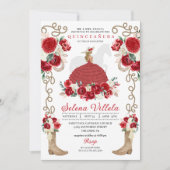 レッドフローラブーツバラズウエスタンキンセアニラ 招待状 (正面)