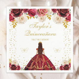 レッドフローラプリンセスキンセアニラ スタンダードカクテルナプキン