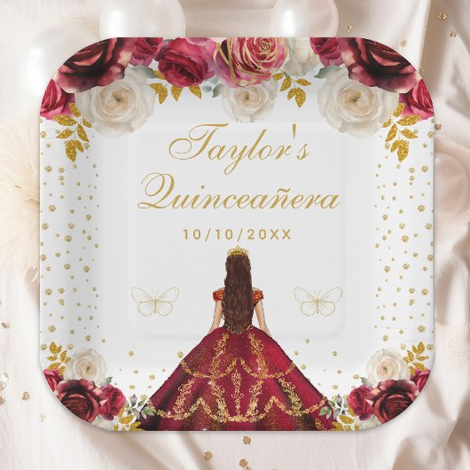 レッドフローラプリンセスキンセアニラ ペーパープレート