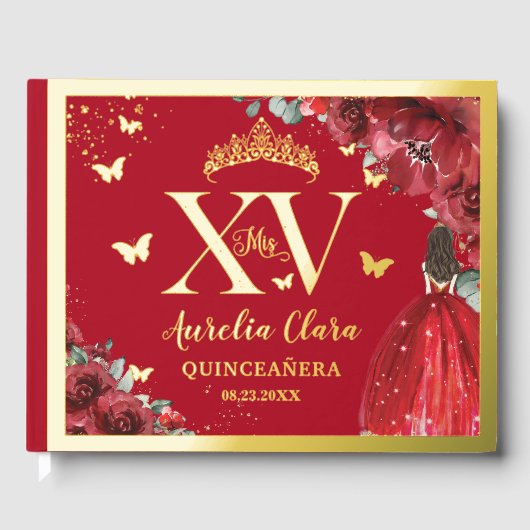 レッドフローラプリンセスドレスキンセアニラクインズ金ゴールド ゲストブック (正面)