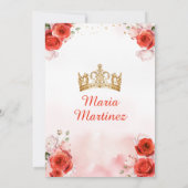 レッドフローラプリンセスドレス金ゴールドクラウンキンセアニラ 招待状 (裏面)