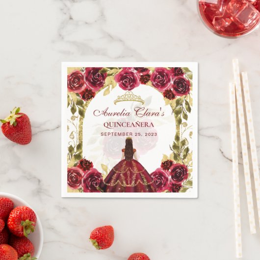 レッドフローラプリンセス金ゴールドアーチキンセアニェラ スタンダードカクテルナプキン (インサイチュ)