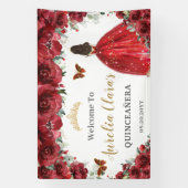 レッドフローラプリンセス金ゴールドクインセアニラ背景 横断幕 (縦)