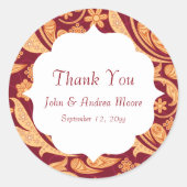 レッドフローラヘナ結婚式の引き出物 ラウンドシール (正面)