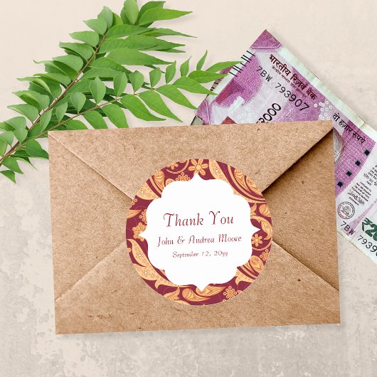 レッドフローラヘナ結婚式の引き出物 ラウンドシール