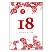 レッドフローラペイズリーピーコエレガントッ中国のク結婚ス テーブルナンバー (正面)