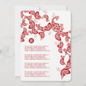 レッドフローラボホピーコッエレガントク中国の結婚ス 招待状 (裏面)